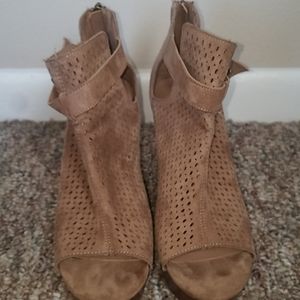 Suede wooden wedges
